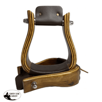 Showman ® Polished Mahogany Wooden Stirrups Feature 2 Western Irons