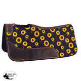Showman® Pony 24" x 24" Brown felt saddle pad with sunflower design. - Country Scene Saddlery and Pet Supplies