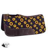 Showman® Pony 24" x 24" Brown felt saddle pad with sunflower design. - Country Scene Saddlery and Pet Supplies