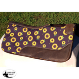 Showman® Pony 24" x 24" Brown felt saddle pad with sunflower design. - Country Scene Saddlery and Pet Supplies