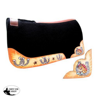 New! Showman ® Pony Size 24 X Smiling Horse And Horseshoe Print Felt Pad.