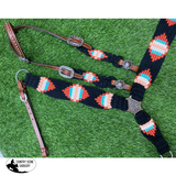 NEW! Showman ® Pony Size Corded One Ear Headstall and Breast Collar Set - Black/Red - Country Scene Saddlery and Pet Supplies