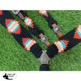 Showman ® Pony Size Corded One Ear Headstall And Breast Collar Set - Black/Red Western Tack Sets