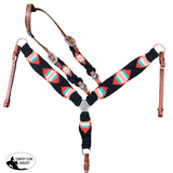 Showman ® Pony Size Corded One Ear Headstall And Breast Collar Set - Black/Red Western Tack Sets