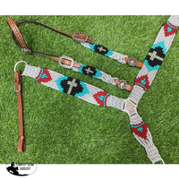 Showman ® Pony Size Corded One Ear Headstall And Breast Collar Set - Cross Western Tack Sets
