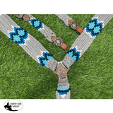 NEW! Showman ® Pony Size Corded One Ear Headstall and Breast Collar Set - Gray/Blue - Country Scene Saddlery and Pet Supplies