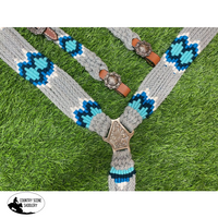 Showman ® Pony Size Corded One Ear Headstall And Breast Collar Set - Gray/Blue Western Tack Sets
