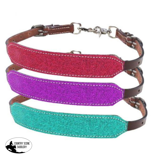 New! Showman ® Pony Size Glitter Overlay Leather Wither Strap.