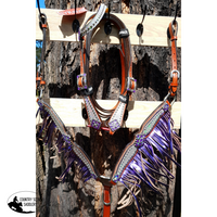 New! Showman ® Pony Size Headstall And Breast Collar Set With Holographic Snake Print Metallic Color