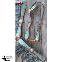 Showman ® Pony Size Single Ear Headstall And Breast Collar Set.