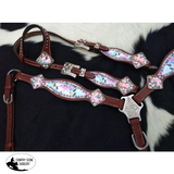 New! Showman ® Pony Size Tie Dye Unicorn Printed Headstall And Breast Collar Set.