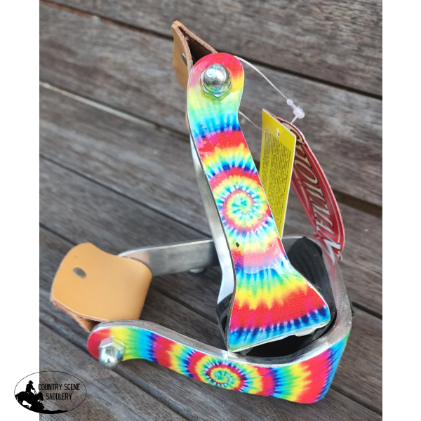 Showman ® Pony/Youth Rainbow Tye Dye Print Stirrups.