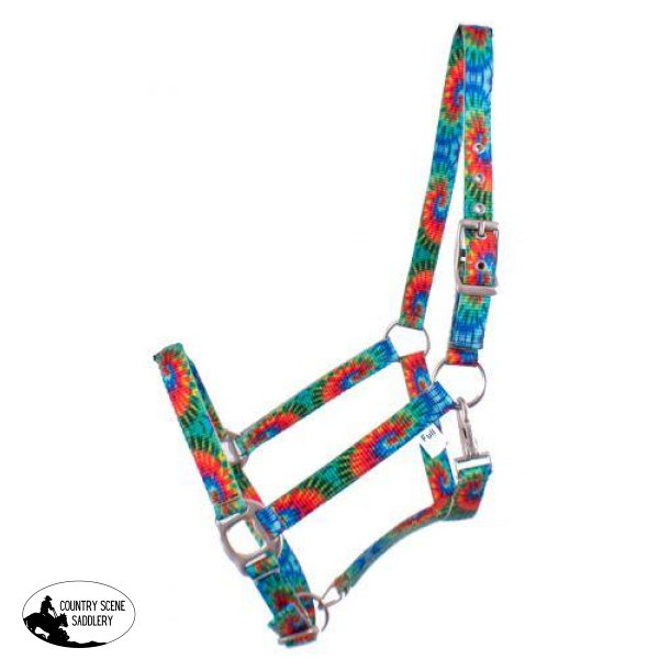 New! ~ Showman® Premium Nylon Full Sized Halter With Tie Dye Design. Horse / Tye Die Halters