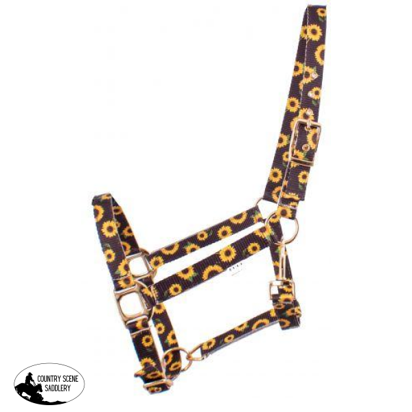 New! ~ Showman® Premium Nylon Horse Sized Halter With Sunflower Design. Wear » Halters Bronc