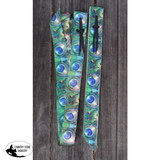 Showman ® Premium Quality Peacock Print Latigo Set - SET Billet and Latigo