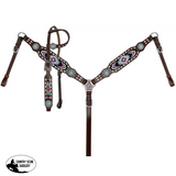 Showman ® Purple and Blue Beaded One Ear Headstall and Breastcollar Set - Country Scene Saddlery and Pet Supplies