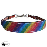 New! Showman ® Rainbow Glitter Overlay Leather Wither Strap.