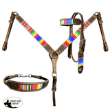 New! Showman ® Rainbow Serape Print Browband Headstall and Breast collar Set with wither strap. - Country Scene Saddlery and Pet Supplies
