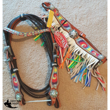 Showman ® Rainbow tie dye headstall and breast collar set. - Country Scene Saddlery and Pet Supplies