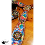 Showman ® Rainbow tie dye headstall and breast collar set. - Country Scene Saddlery and Pet Supplies