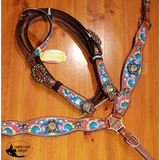 Showman ® Rainbow tie dye headstall and breast collar set. - Country Scene Saddlery and Pet Supplies