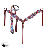 Showman ® Rainbow tie dye headstall and breast collar set. - Country Scene Saddlery and Pet Supplies