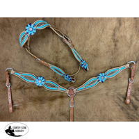 New! Showman ® Rawhide Laced Headstall And Breast Collar Set . Bridle