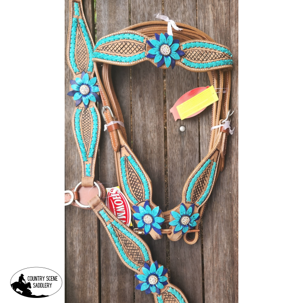 Showman ® Rawhide Laced Headstall And Breast Collar Set . Bridle