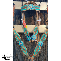 New! Showman ® Rawhide Laced Headstall And Breast Collar Set . Bridle