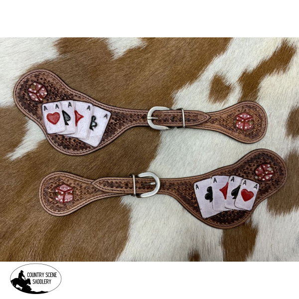 Showman ® Riders Luck Ladies Tooled Leather Spur Straps Roper Saddle