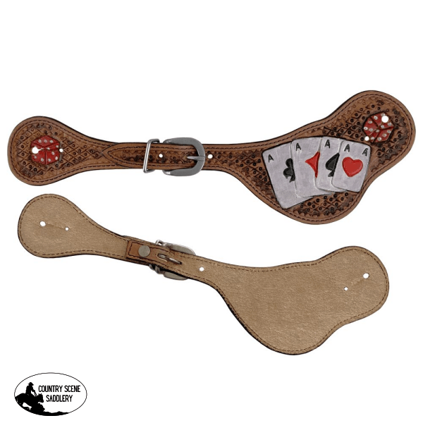 Showman ® Riders Luck Ladies Tooled Leather Spur Straps Roper Saddle