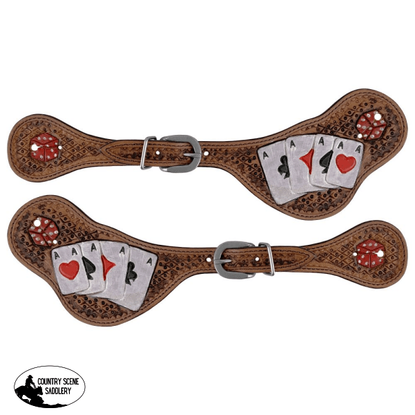 Showman ® Riders Luck Ladies Tooled Leather Spur Straps Roper Saddle