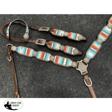 New! Showman ® Serape Southwest 2 Print One Ear Headstall and Breastcollar Set with bling conchos. - Country Scene Saddlery and Pet Supplies
