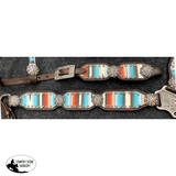 New! Showman ® Serape Southwest 2 Print One Ear Headstall and Breastcollar Set with bling conchos. - Country Scene Saddlery and Pet Supplies