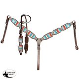 New! Showman ® Serape Southwest 2 Print One Ear Headstall and Breastcollar Set with bling conchos. - Country Scene Saddlery and Pet Supplies