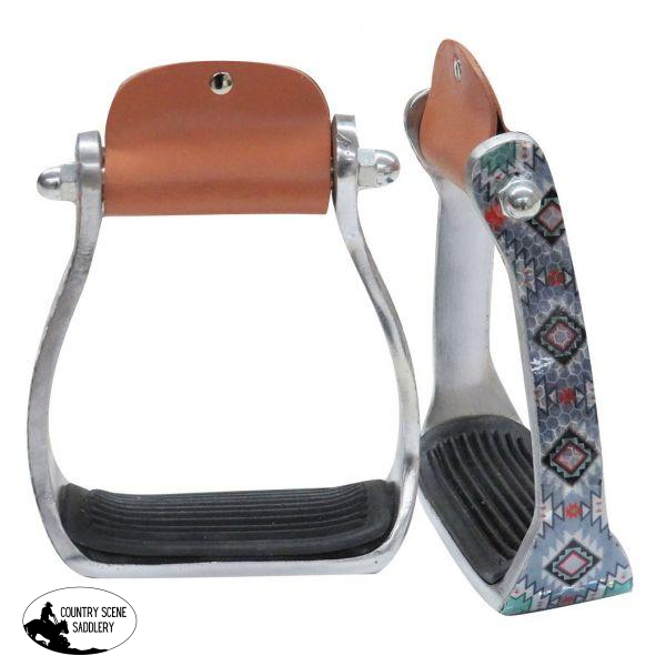 New! Showman ® Shimmering Navajo Print Stirrup.