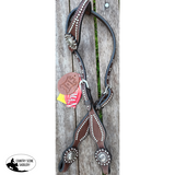 Showman ® Silver Beaded one ear headstall with conchos. - Country Scene Saddlery and Pet Supplies