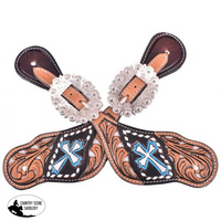 Showman ® Silver Hand Painted Cross Spur Straps.