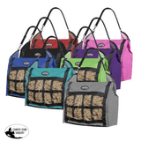 New! Showman ® Slow feed hay tote. Durable heavy duty nylon hay tote is easy to fill and carry. - Country Scene Saddlery and Pet Supplies