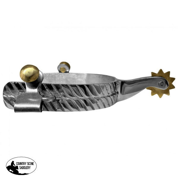 Showman ® Stainless Steel Engraved Spurs With Brass Rowels. Spurs