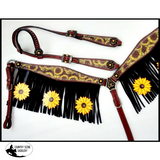 Showman ® Sunflower print one ear headstall and breast collar set. - Country Scene Saddlery and Pet Supplies