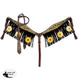 Showman ® Sunflower print one ear headstall and breast collar set. - Country Scene Saddlery and Pet Supplies