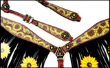 Showman ® Sunflower print one ear headstall and breast collar set. - Country Scene Saddlery and Pet Supplies