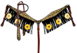 Showman ® Sunflower print one ear headstall and breast collar set. - Country Scene Saddlery and Pet Supplies