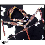 Showman ® Sunflower Tooled Leather Browband headstall and breastcollar. - Country Scene Saddlery and Pet Supplies