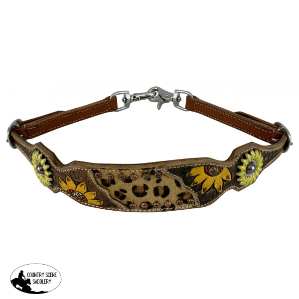 Showman ® Sunflower Wither Strap With Hair On Cheetah Center Wither Straps