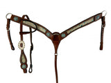 NEW! Showman ® Teal Acid Wash Cowhide Inlay One Ear headstall - Country Scene Saddlery and Pet Supplies