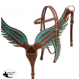 Showman ® Teal angel wing headstall and breast collar set. - Country Scene Saddlery and Pet Supplies