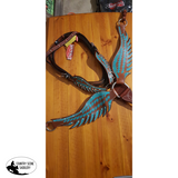 Showman ® Teal angel wing headstall and breast collar set. - Country Scene Saddlery and Pet Supplies