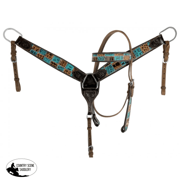 Showman ® Teal Gator Patchwork Halters